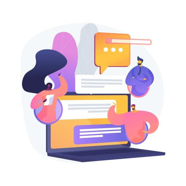 Internet forum abstract concept vector illustration. Internet communication, social media and network technology, chat message, forum topic, comments board, website page abstract metaphor.